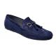 Calzoleria Toscana Navy Blue Genuine Lambskin Suede Leather Driving Bit Loafer Shoes With Tassels 2907