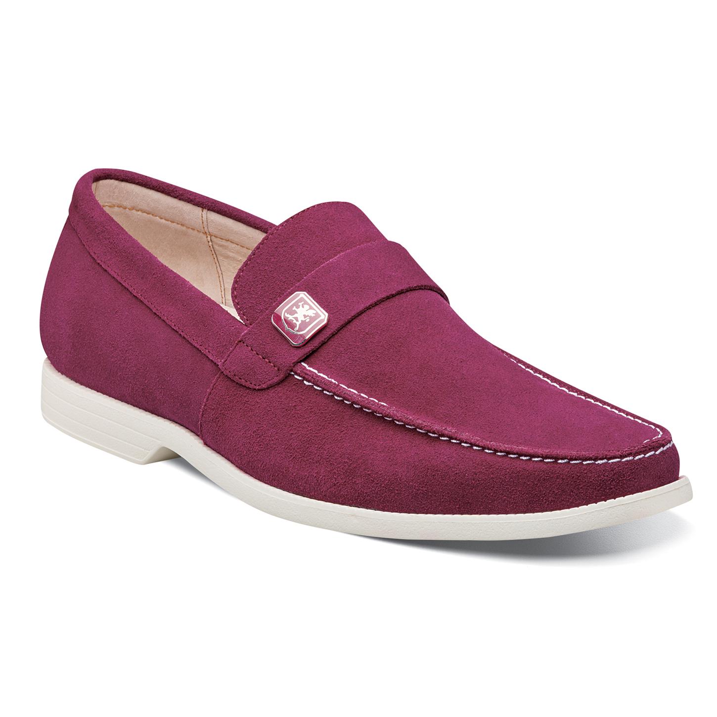 berry suede shoes