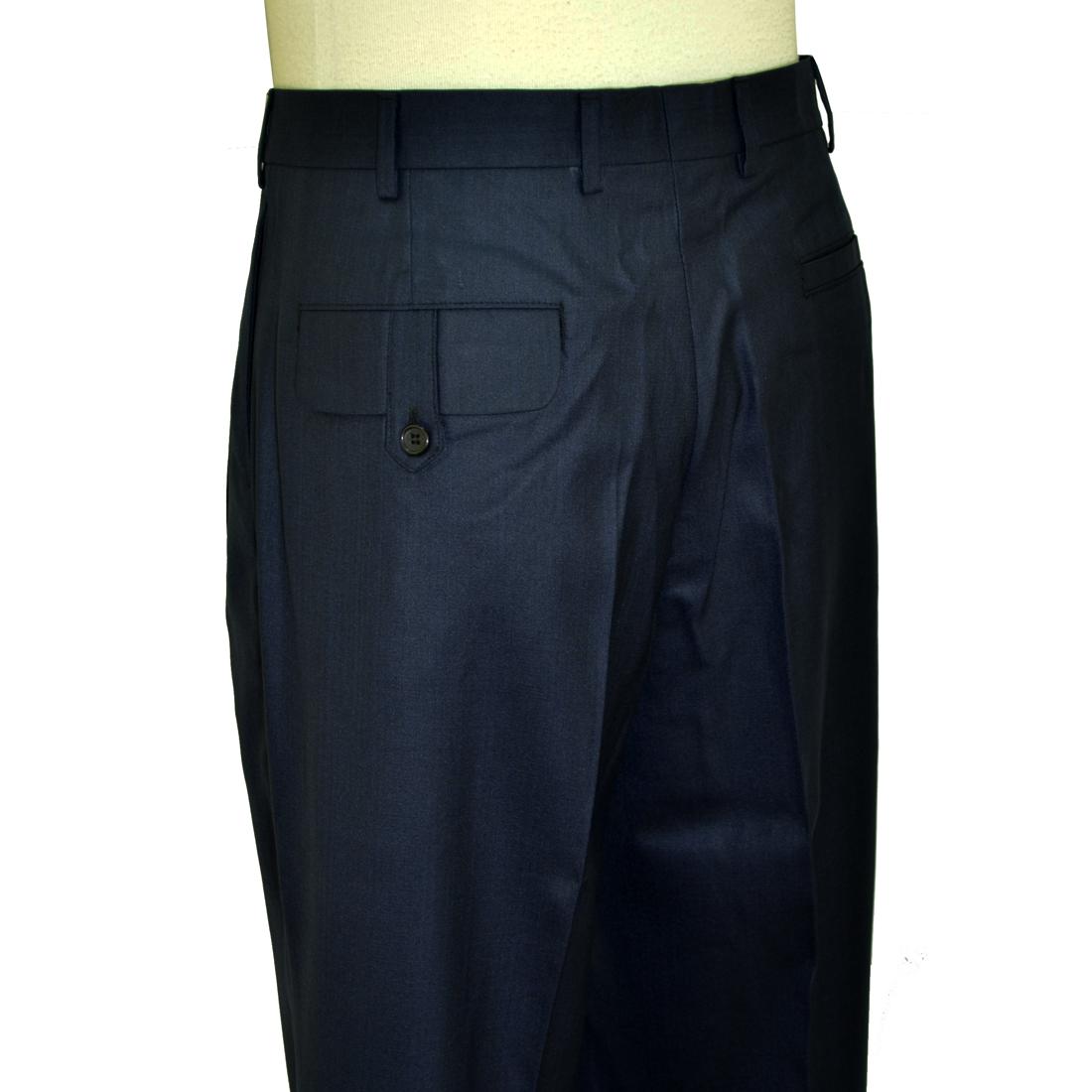 RuYi Rich Navy Blue Wide Leg Slacks With Custom Button Tabs / Flapped ...