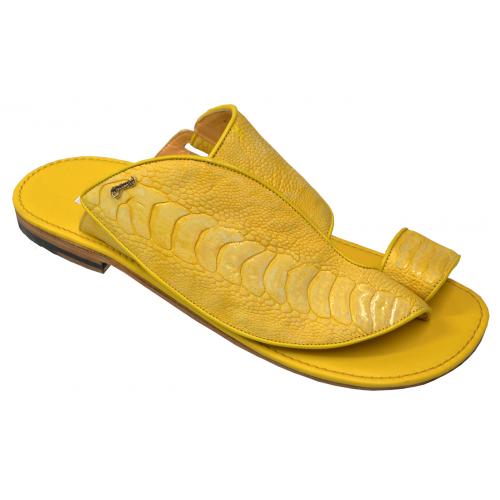 Mauri 1951 Yellow Genuine Ostrich Leg Sandals
