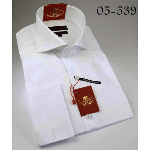 Axxess White Italian French Cuff Cotton Dress Shirt 05-539