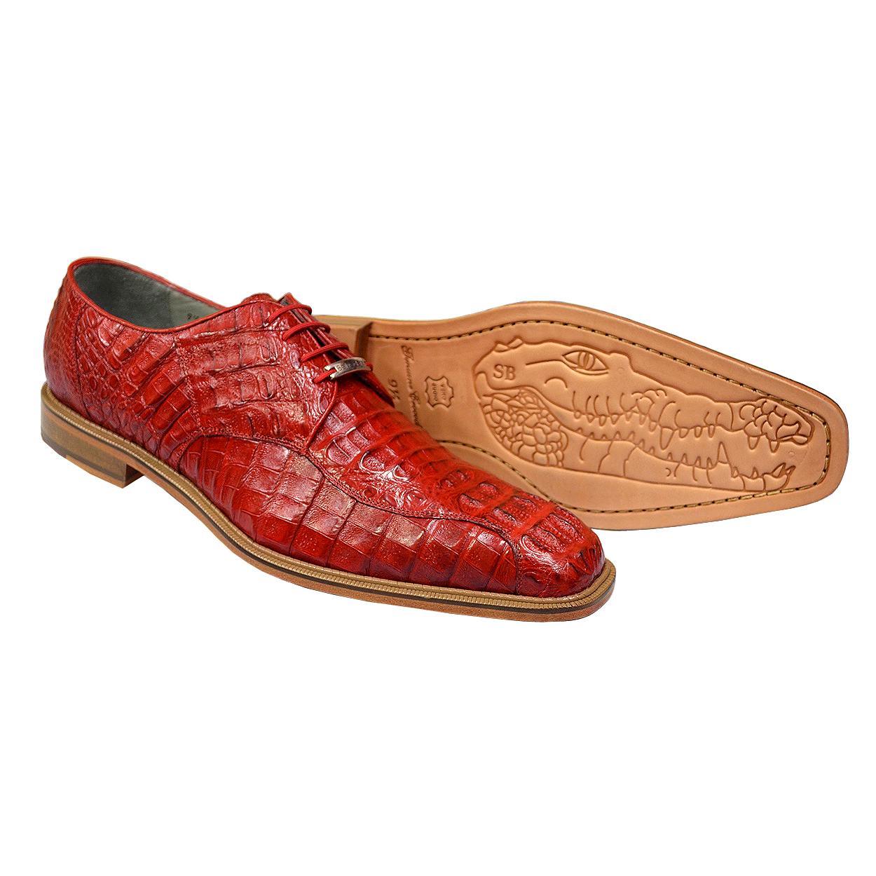 Belvedere Men's Olive Green Crocodile Shoes Chapo 1465