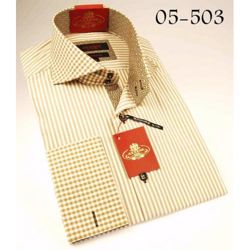 Axxess Light Brown 100% Cotton Dress Shirt 05-503