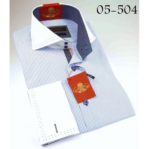 Axxess Blue / White Stripes 100% Cotton Dress Shirt 05-504