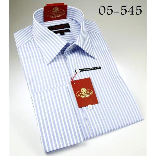 Axxess Classic Blue Stripes 100% Cotton Modern Fit Dress Shirt 05-545