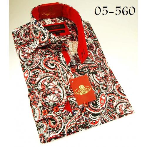 Axxess Red / Black 100% Cotton Dress Shirt 05-560