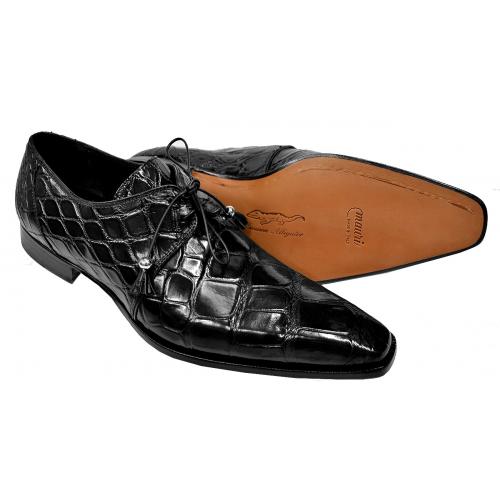 Mauri 53125 Black Genuine All-Over Alligator Belly Skin Shoes