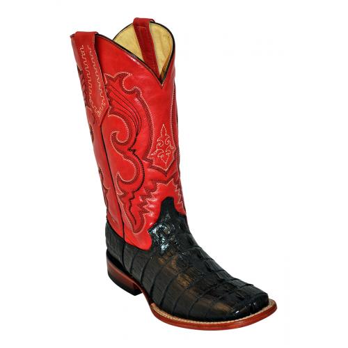 Ferrini 40393-22 Black / Red Caiman Tail Print Boots