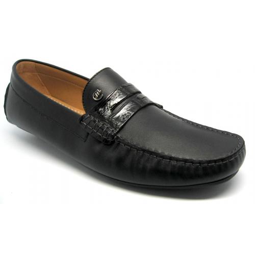 Mauri "Palio" 9247 Black Genuine Baby Crocodile Nappa Calf Shoes
