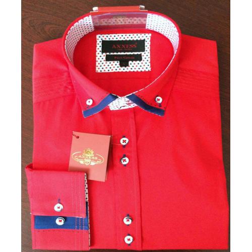 Axxess Red Slim Fit Pure Cotton Dress Shirt AX001