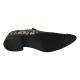 Fiesso Black / Metallic Silver With Gold Accents Snake Skin Print Genuine Leather Loafer Shoes With Spiked Metal Tip # 6842