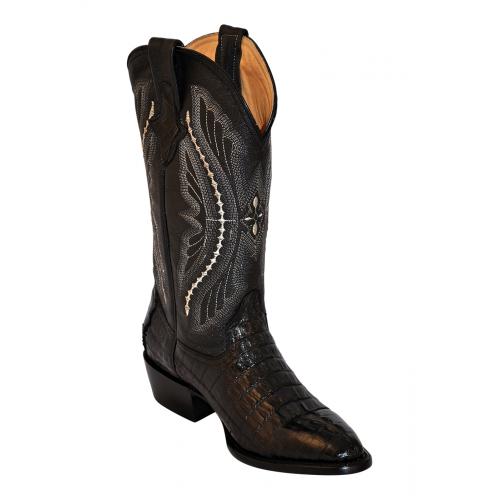 Ferrini 10311-04 Black Genuine Crocodile Tail Boots