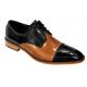 Stacy Adams "Brayden" Tan / Black Polished Genuine Leather Cap-Toe Shoes With Braided Edging 24972-988