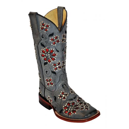Ferrini Ladies 81093-49 Grey " Winter Blossom " Cowhide Boots