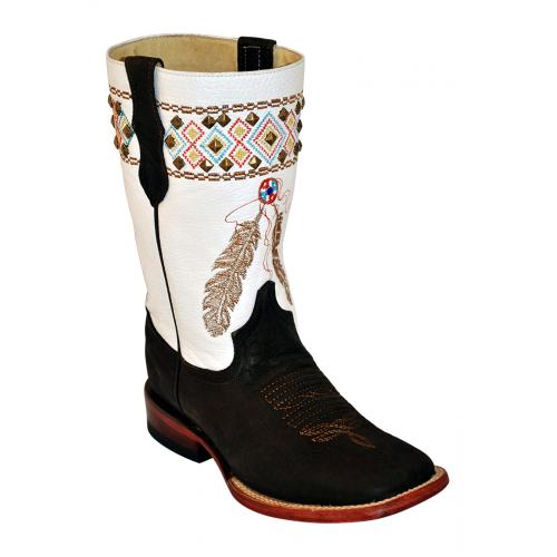 Ferrini Ladies 82993-02 Chocolate "Aztec Princess" Genuine Cowhide Boots