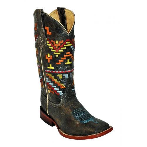 Ferrini Ladies 82693-43 Teal "Aztec Cowgirl" Genuine Cowhide Boots