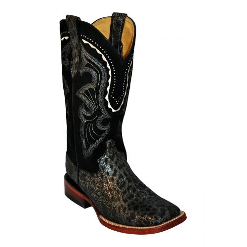 Ferrini Ladies 84293-04 Black "Print Cheetah" Genuine Leather Cowgirl Boots