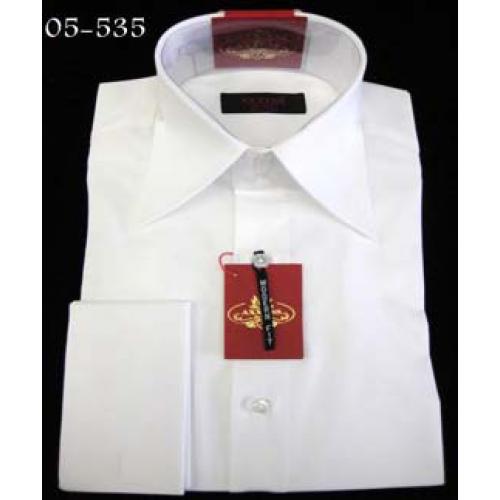 Axxess White With Regular French Cuff Cotton Dress Shirt 05-535