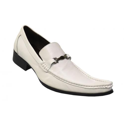 Fiesso White Genuine Leather Loafer Shoes With Bracelet FI6649