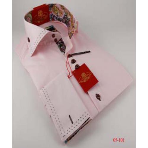 Axxess Pink / Brown 100% Cotton Dress Shirt 05-101