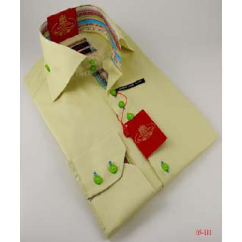 Axxess Yellow / Green 100% Cotton Dress Shirt 05-111