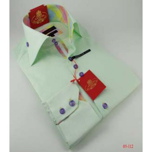 Axxess Light Green / Purple 100% Cotton Dress Shirt 05-112