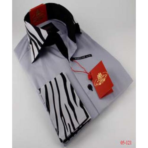 Axxess Grey / Black 100% Cotton Dress Shirt 05-121