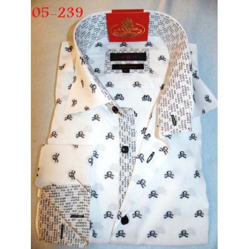 Axxess White / Skull And Crossbones 100% Cotton Dress Shirt 05-239 O