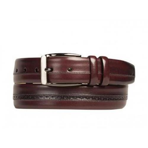 Mezlan "AO10341" Burgundy Genuine Calfskin Fashion Belt