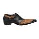 Zota Black / Tan Leopard Hair Pointed Toe Shoes With Metal Tip G737-4