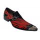Zota Black / Red Zebra Hair Pointed Toe Monkstrap Loafer Shoes With Metal Tip G737-2