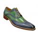 Jose Real "Florence" Jean Blue / Emerald Green Italian Wingtip Shoes With Contrast Perforation R2318