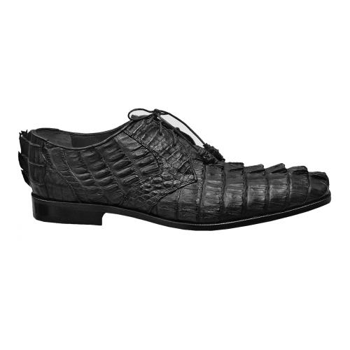 Upscale Menswear Custom Collection Black All Over Genuine Hornback Crocodile Shoes 1ZV080105 (H)