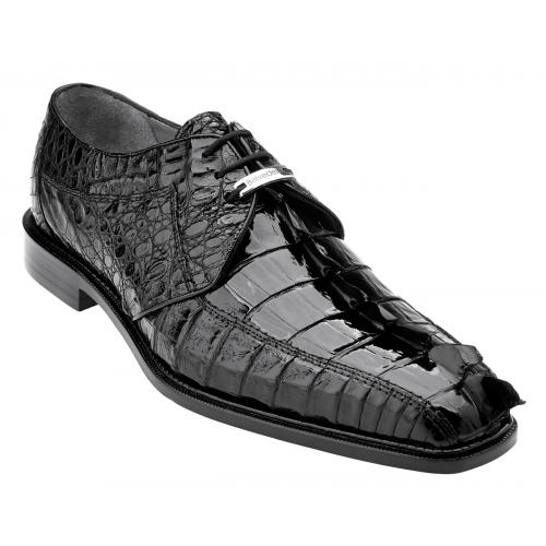 Belvedere "Colombo" Black Genuine Hornback Crocodile Shoes 1494.