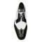 Upscale Menswear Custom Collection "Naples" Black / White Genuine Crocodile / Calfskin Wingtip Shoes ZV168205