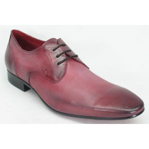 Carrucci Red Genuine Calf Skin Leather Perforation Shoes KS308-05.