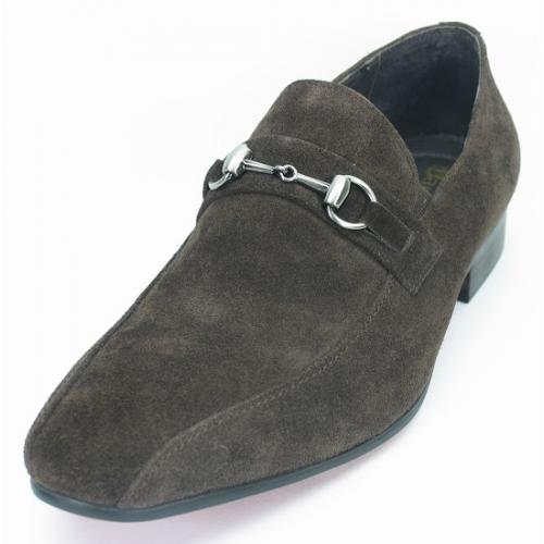 Carrucci Brown Genuine Suede Loafers Shoes With Bracelet KS308-08B2S.