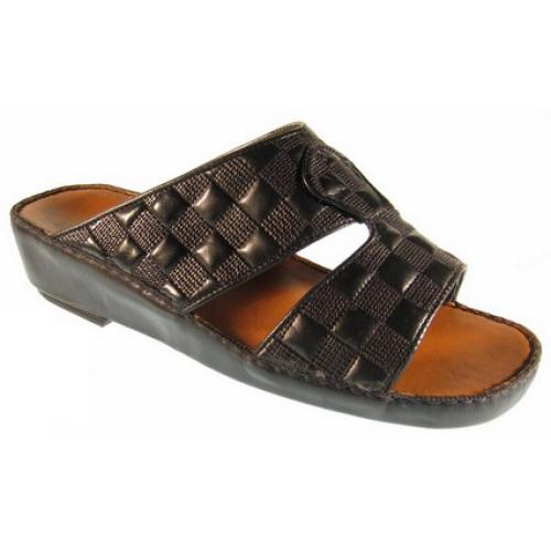 Mauri "1644" Brown Genuine Embossed Leather Sandals