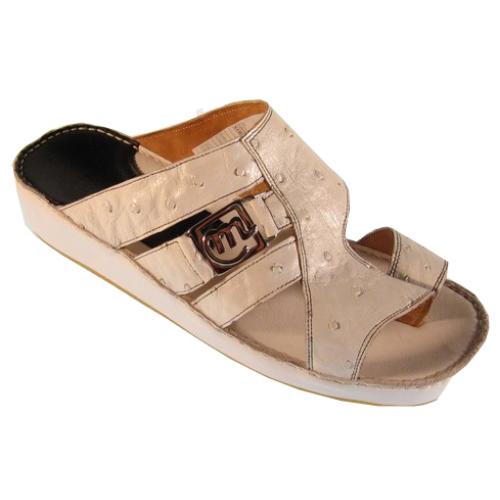 Mauri "1762A" Cream Genuine Ostrich Sandals