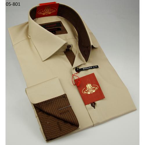 Axxess Taupe / Brown Cotton Modern Fit Dress Shirt 05-801