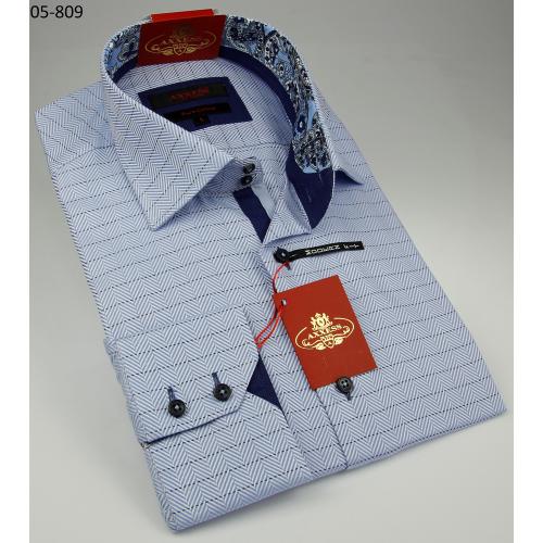Axxess Blue / Navy Cotton Modern Fit Dress Shirt 05-809