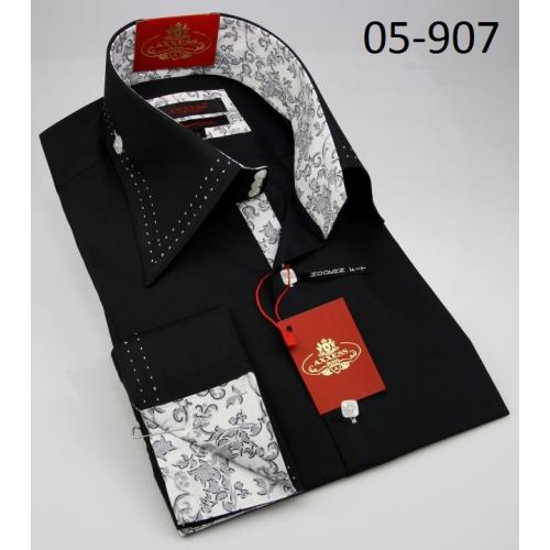 Axxess Black Cotton Modern Fit Dress Shirt 05-907