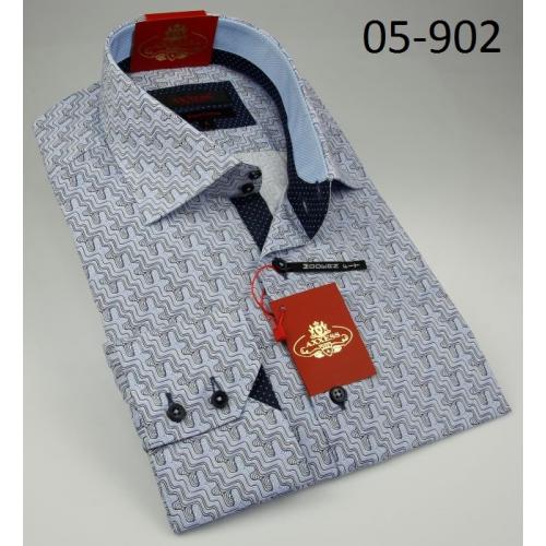 Axxess Grey / Black Artistic Cotton Modern Fit Dress Shirt 05-902