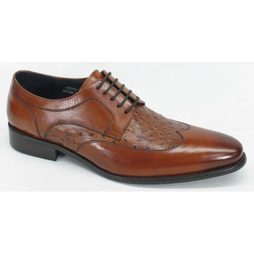 Carrucci Cognac Genuine Leather Oxford Shoes KS099-712.