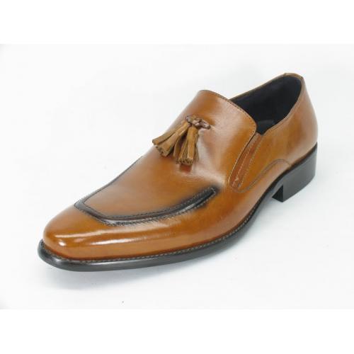Carrucci Cognac Genuine Leather Shoes KS099-714.