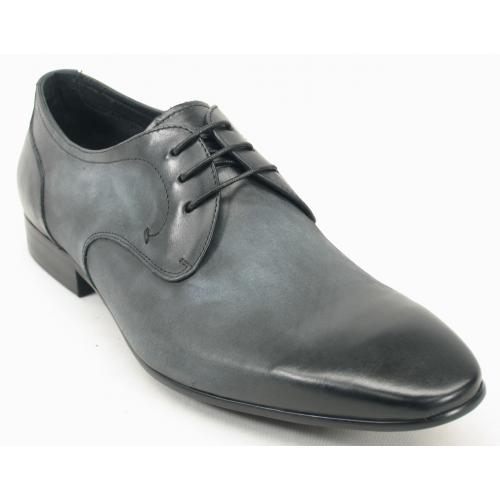 Carrucci Charcoal Genuine Calf Skin Leather Lace-Up Shoes KS308-03.