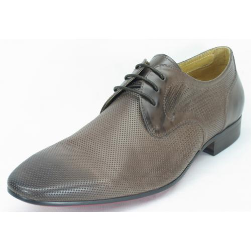 Carrucci Brown Genuine Calf Skin Leather Perforation Oxford Shoes KS308-05.