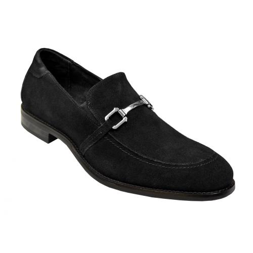 Stacy Adams "Gulliver" Black Genuine Leather Suede With Silver Bracelet Loafer Shoes 24993-008