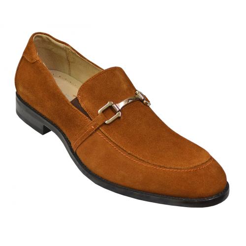 Stacy Adams "Gulliver" Camel Genuine Leather Suede With Silver Bracelet Loafer Shoes 24993-228