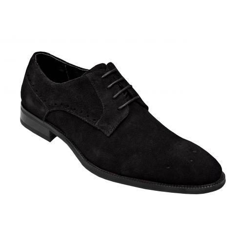Stacy Adams "Kensington" Black Genuine Leather Suede With Perforated Toe Dress Shoes 25002-008